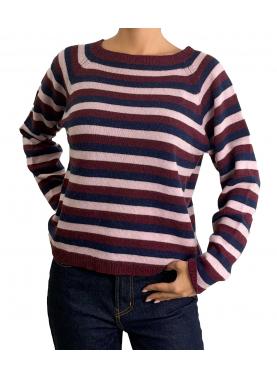 Maglione a righe fine girocollo